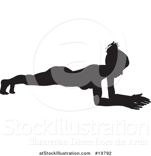 Vector Illustration of a Black Silhouetted Woman in a Yoga Pose