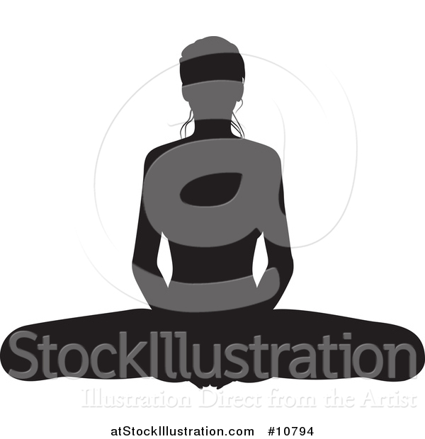 Vector Illustration of a Black Silhouetted Woman in a Yoga Pose