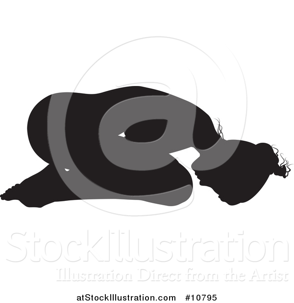 Vector Illustration of a Black Silhouetted Woman in a Yoga Pose