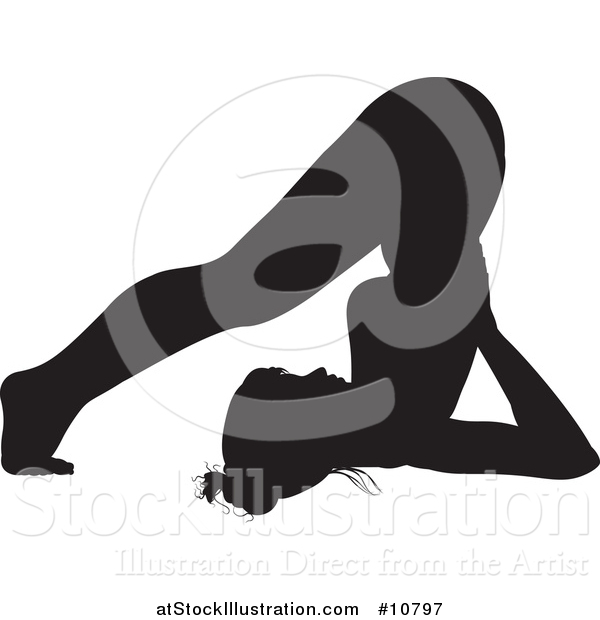 Vector Illustration of a Black Silhouetted Woman in a Yoga Pose