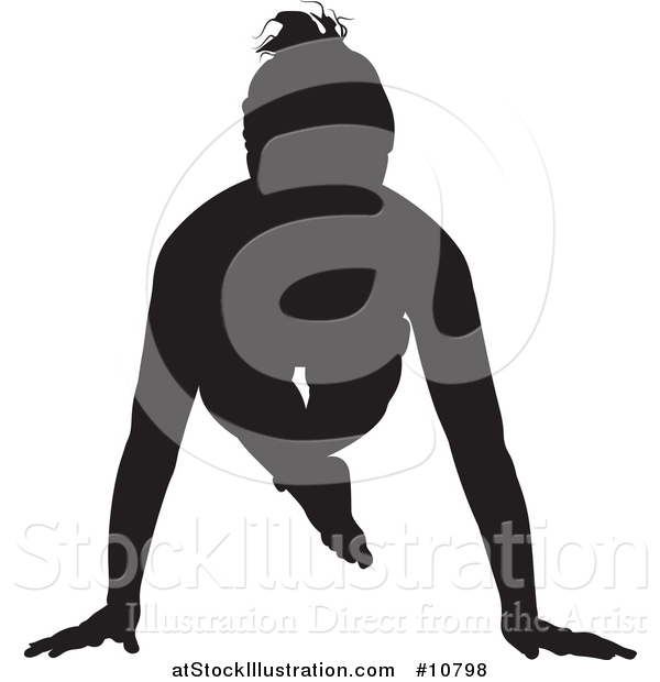 Vector Illustration of a Black Silhouetted Woman in a Yoga Pose