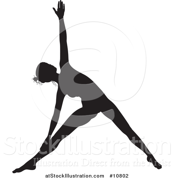 Vector Illustration of a Black Silhouetted Woman in a Yoga Pose