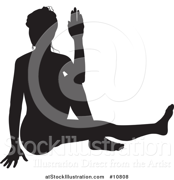 Vector Illustration of a Black Silhouetted Woman in a Yoga Pose