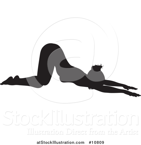 Vector Illustration of a Black Silhouetted Woman in a Yoga Pose