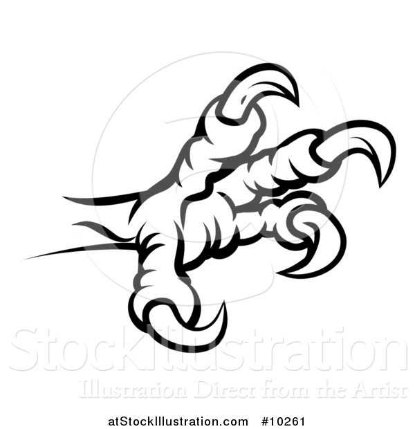 Vector Illustration of a Blackand White Eagle Claw and Sharp Talons