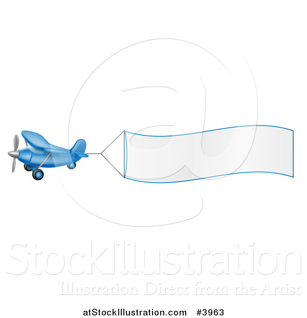 Vector Illustration of a Blue Airplane with a Trailing Blank Banner