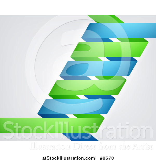 Vector Illustration of a Blue and Green Dna Double Helix over Gray