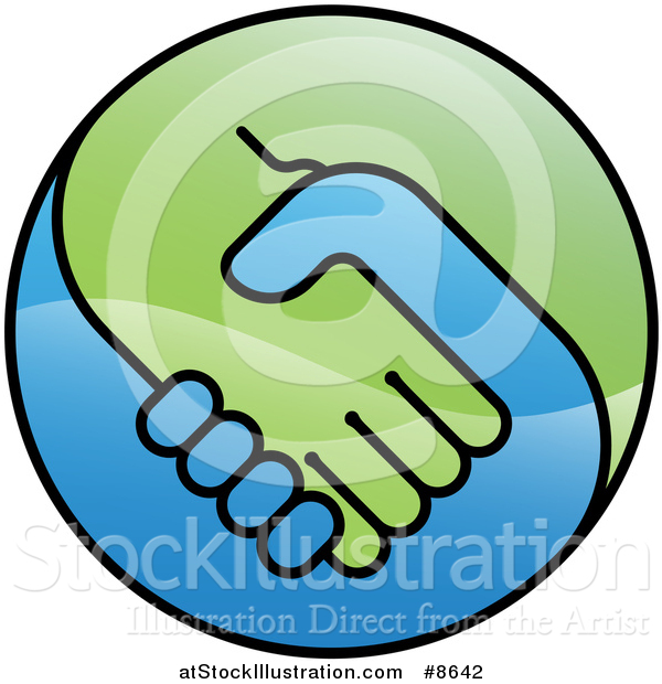 Vector Illustration of a Blue and Green Handshake Globe