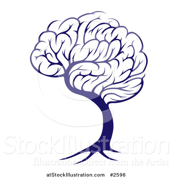 Vector Illustration of a Blue Brain Tree
