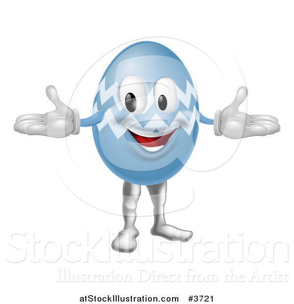 Vector Illustration of a Blue Easter Egg Mascot