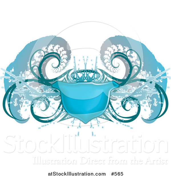 Vector Illustration of a Blue Grunge Shield Design Element