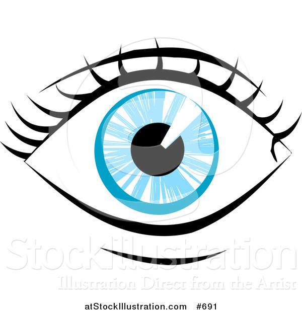Vector Illustration of a Blue Human Eye and Lashes