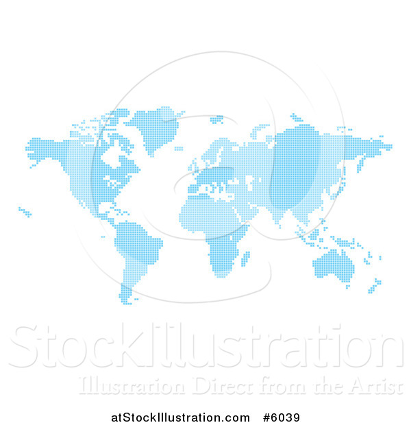 Vector Illustration of a Blue Pixel Atlas Map