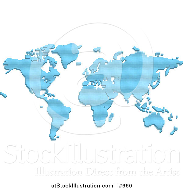 Vector Illustration of a Blue Pixelated Map