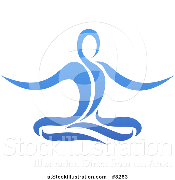 Vector Illustration of a Blue Relaxed Person Meditating