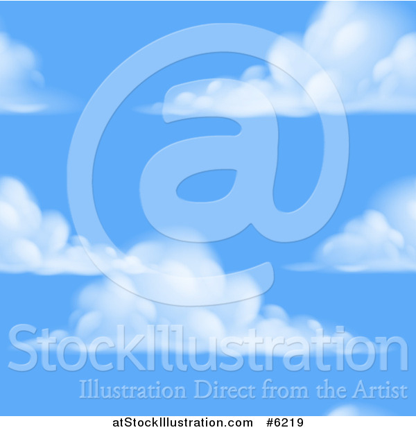 Vector Illustration of a Blue Sky and Puffy Cloud Seamless Background Pattern