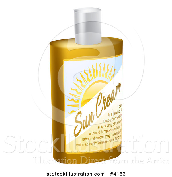 Vector Illustration of a Bottle of Sun Block Cream with Sample Text and a Sun