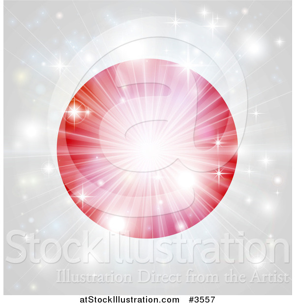 Vector Illustration of a Bright Burst of Light over a Japanese Flag