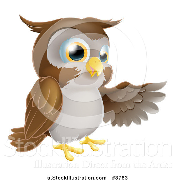 Vector Illustration of a Brown Owl Presenting