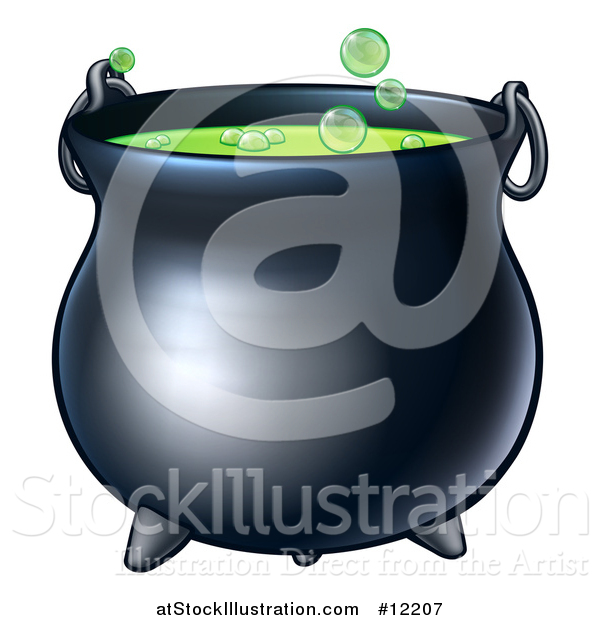Vector Illustration of a Bubbly Halloween Witch Potion Cauldron