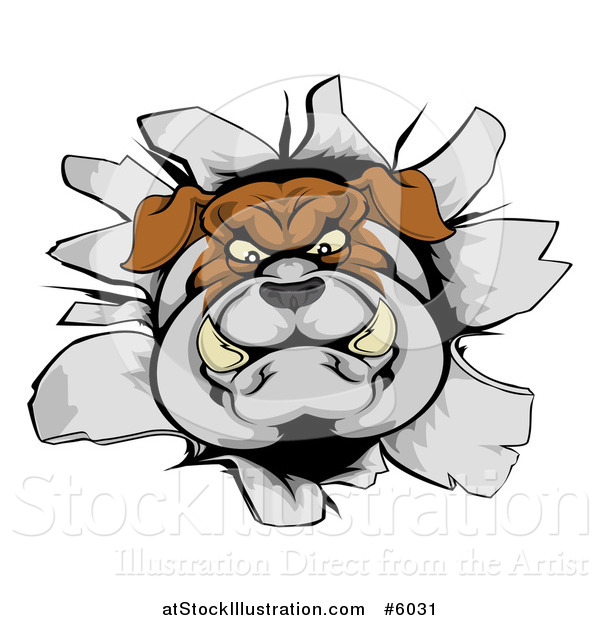 Vector Illustration of a Bulldog Breaking Through a Wall by ...