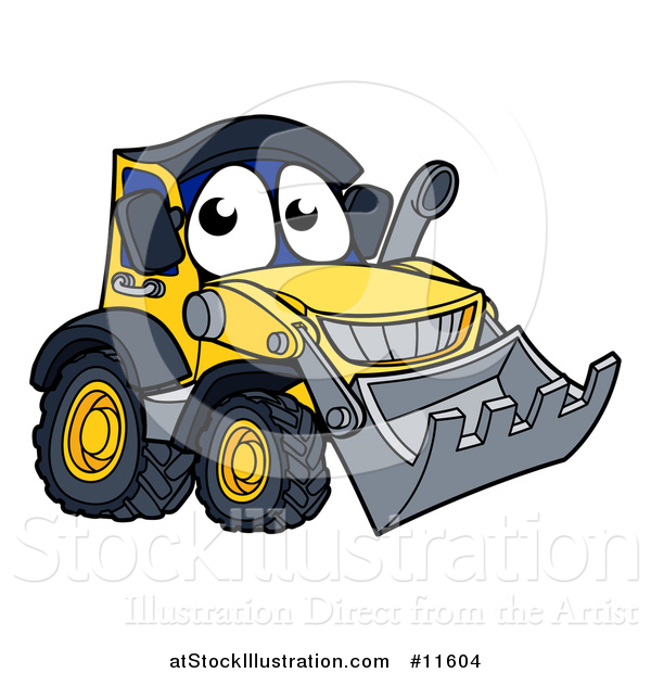 Vector Illustration of a Bulldozer Mascot Character