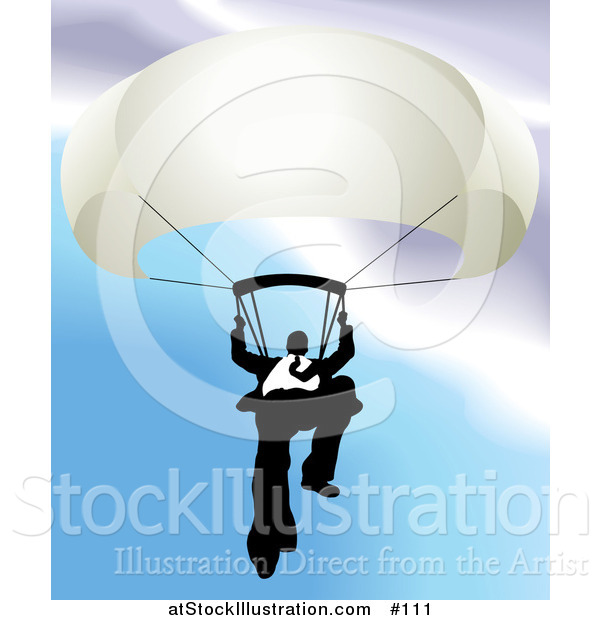 Vector Illustration of a Businessman Holding on to a Parachute