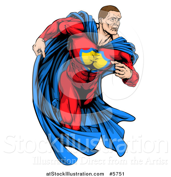 Vector Illustration of a Cacuasian Muscular Super Hero Man Running