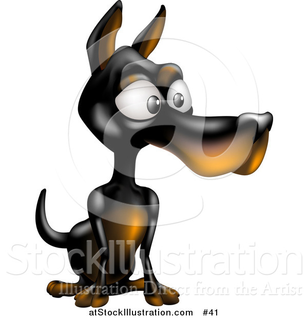 Vector Illustration of a Calm Doberman Pinscher Dog Sitting