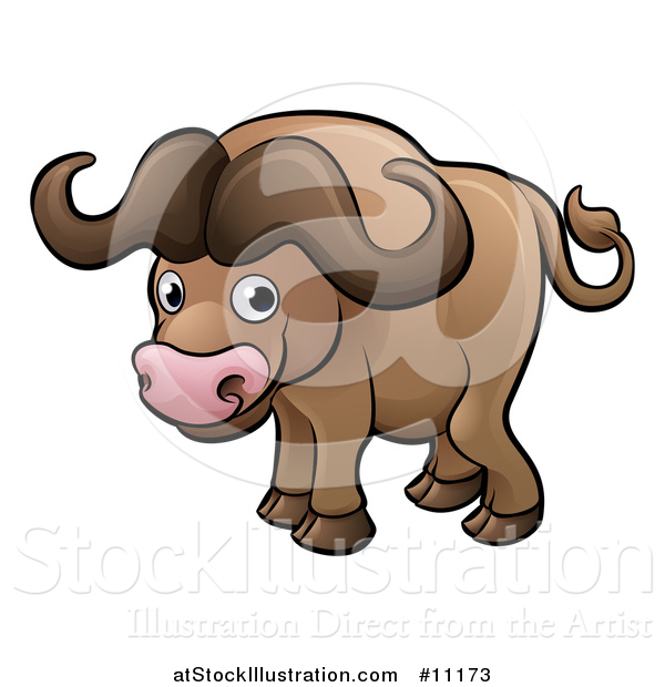 Vector Illustration of a Cartoon African Buffalo