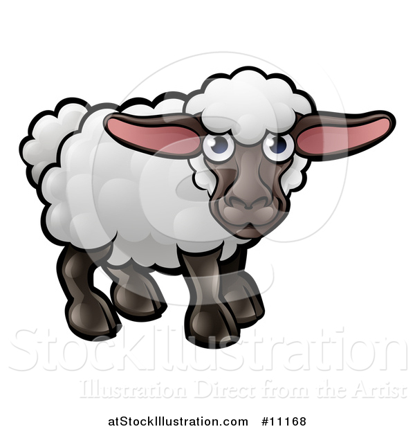 Vector Illustration of a Cartoon Black Sheep