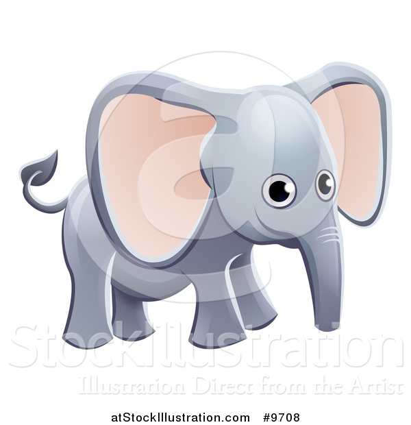 Vector Illustration of a Cartoon Cute African Safari Elephant