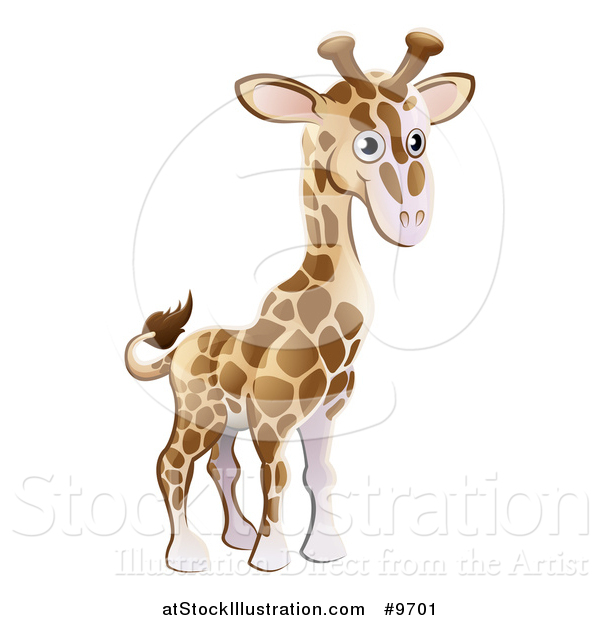 Vector Illustration of a Cartoon Cute African Safari Giraffe