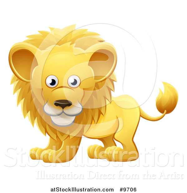 Vector Illustration of a Cartoon Cute African Safari Male Lion