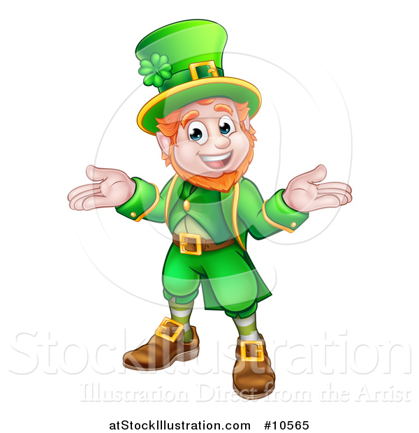 Vector Illustration of a Cartoon Friendly St Patricks Day Leprechaun Shrugging