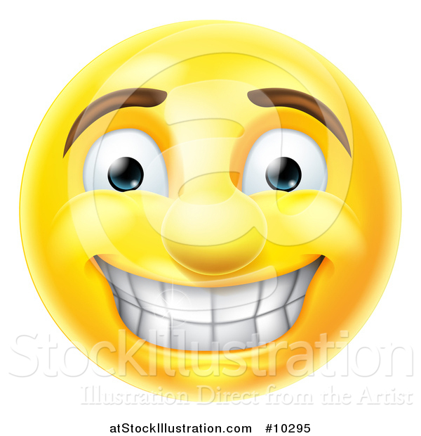 Vector Illustration of a Cartoon Grinning Yellow Smiley Face Emoji ...