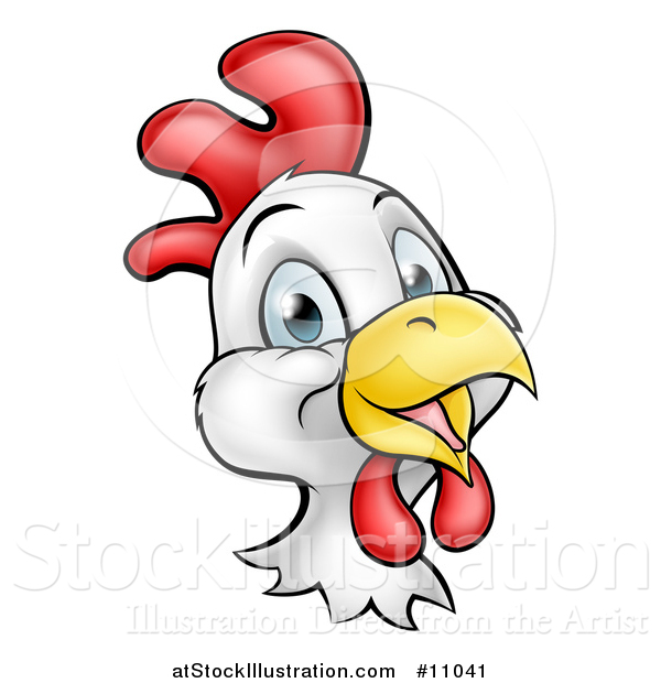 Vector Illustration of a Cartoon Happy Chicken Face