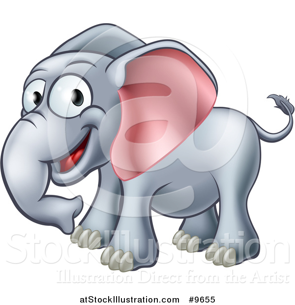 Vector Illustration of a Cartoon Happy Elephant