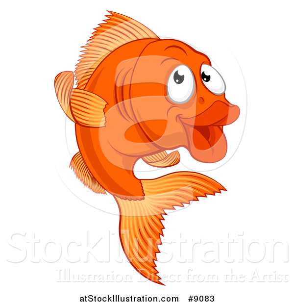 Vector Illustration of a Cartoon Happy Goldfish