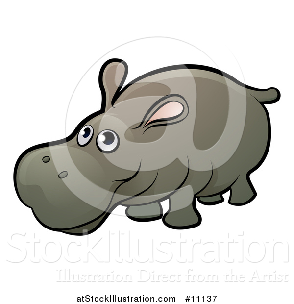 Vector Illustration of a Cartoon Happy Hippo