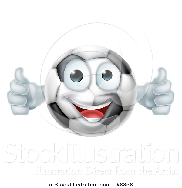 Vector Illustration of a Cartoon Happy Soccer Ball Character Giving Two Thumbs up