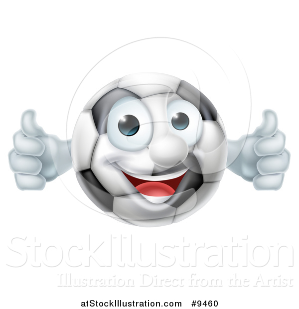 Vector Illustration of a Cartoon Happy Soccer Ball Mascot Giving Two Thumbs up