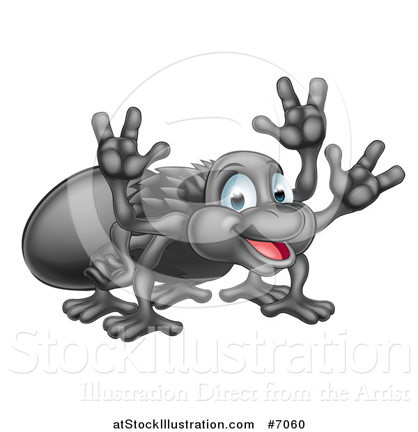 Vector Illustration of a Cartoon Happy Spider Waving with Multiple Hands