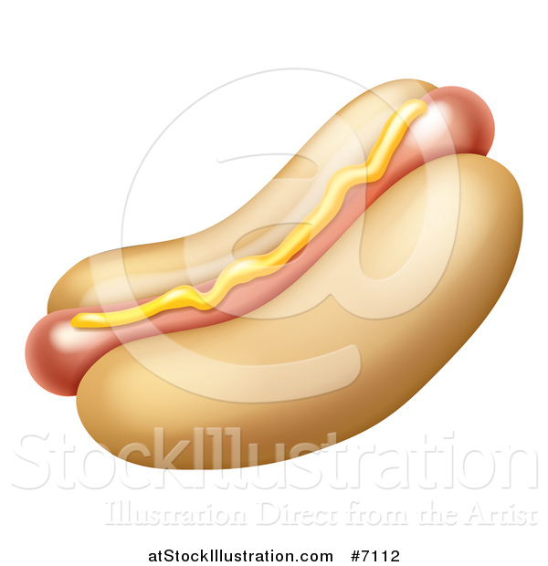 Vector Illustration of a Cartoon Hot Dog with Mustard