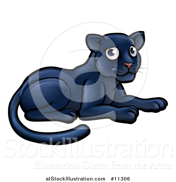 Vector Illustration of a Cartoon Resting Black Panther Big Cat