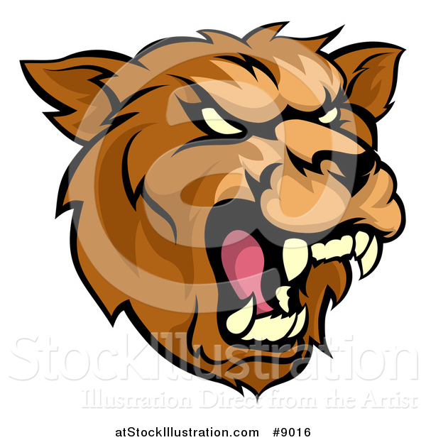 Vector Illustration of a Cartoon Roaring Grizzly Bear Mascot Head