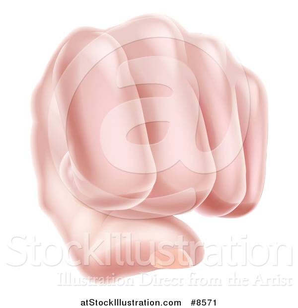 Vector Illustration of a Caucasian Fist Punching
