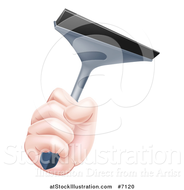 Vector Illustration of a Caucasian Hand Holding a Squeegee