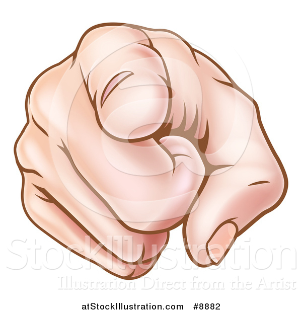 Vector Illustration of a Caucasian Hand Pointing Outwards, I Want You