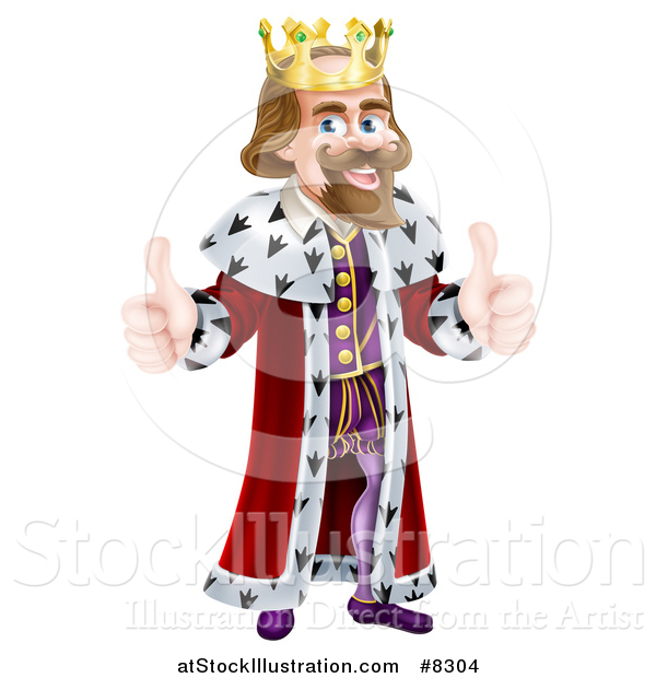 Vector Illustration of a Caucasian King Giving Two Thumbs up